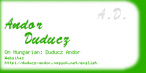 andor duducz business card